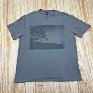 Quiksilver T Shirt Men's Gray Surf‎ Skate Logo Tee Y2k XL Fade Worn Distress